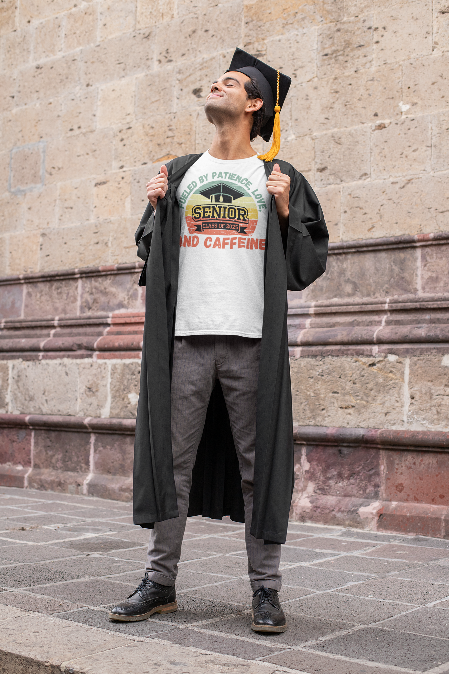 Class of 2025 Senior Tee - Fueled by Patience, Love, and Caffeine