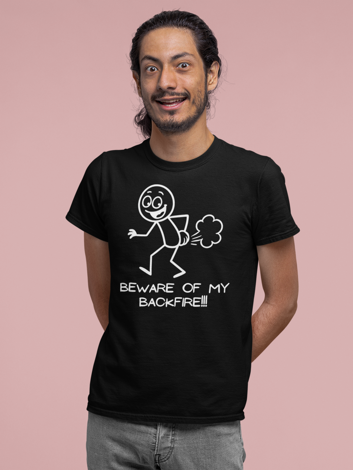 Funny Fart Humor T-Shirt "Beware Of My Backfire"